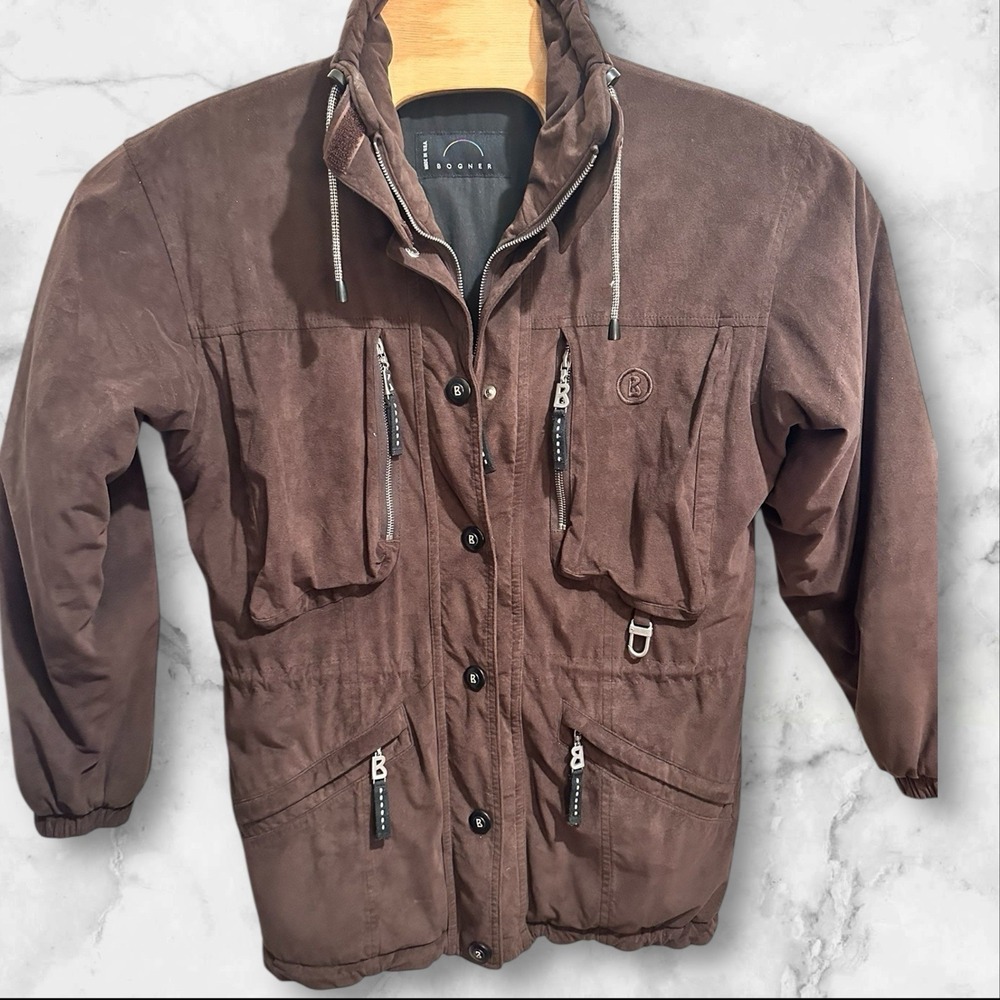 Bogner‎ Jacket Women Size 6 Ultra Suede 90s Vintage Ski Brown